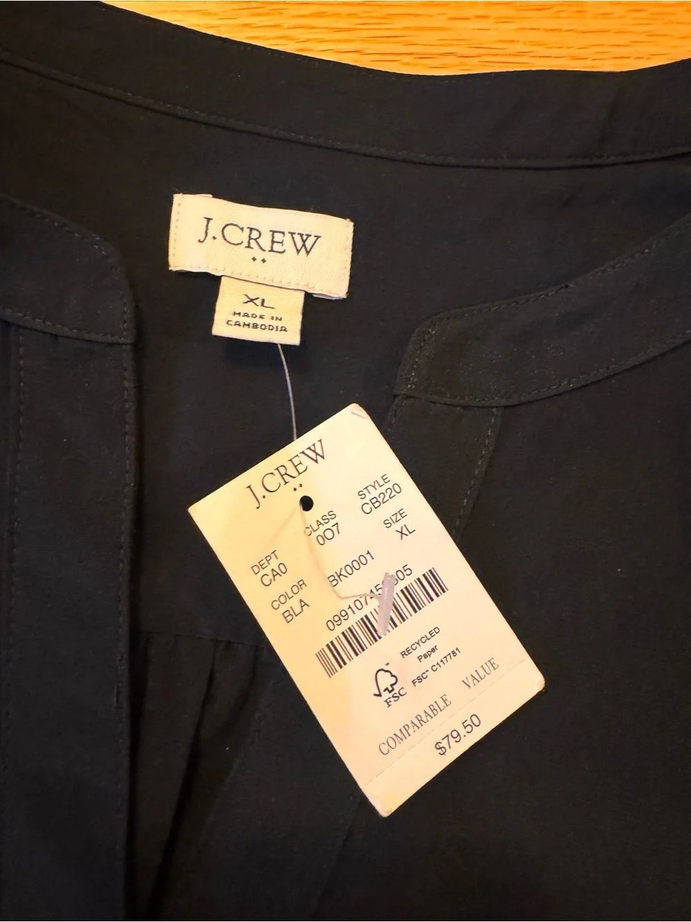 J. Crew Black Long-Sleeve Blouse